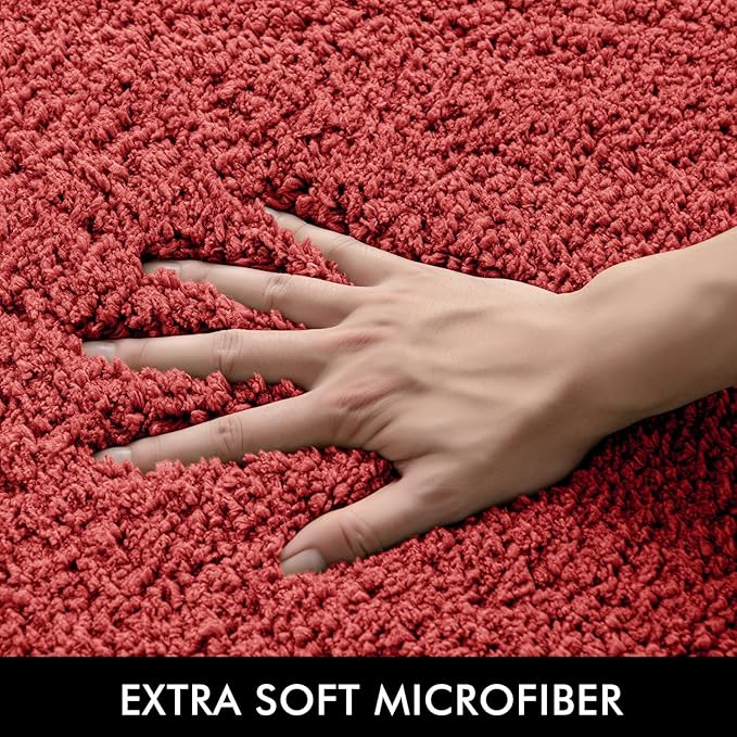 MIULEE Extra Thick Non Slip Bathroom Rug Shaggy Soft Bath Mat Plush Microfiber Absorbent Water for Shower Tub Machine Washable (Coral, 20x30 Inches)