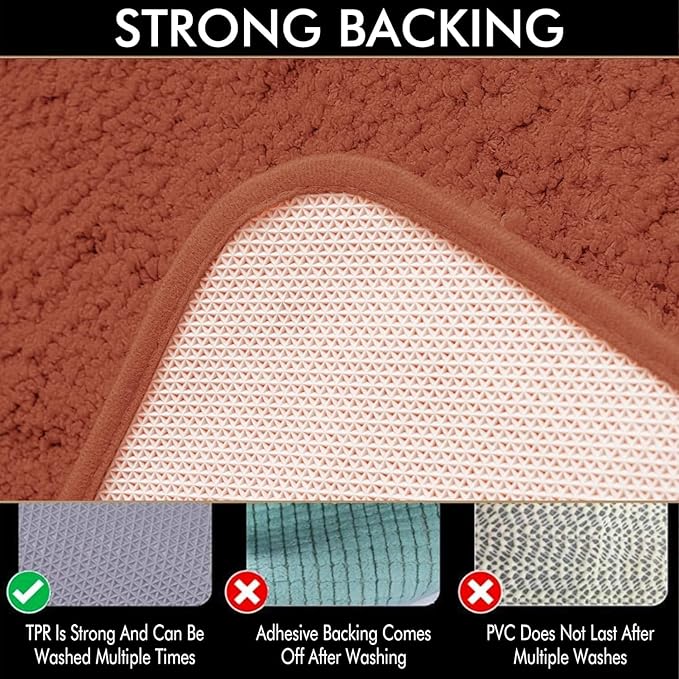 MIULEE Rust Extra Thick Non Slip Bathroom Rug Fall Shaggy Soft Bath Mat Plush Microfiber Absorbent Water for Shower Tub Machine Washable (16x24 Inches)