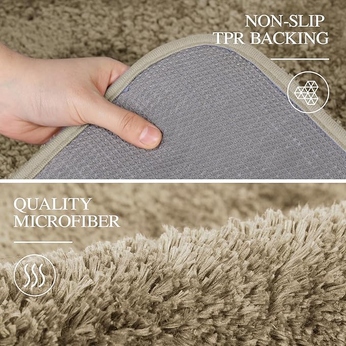 Walensee Large Bathroom Rug (24 x 36, Sand) Extra Soft and Absorbent Shaggy Bath Mat - Machine Washable Microfiber, Non Slip, Luxury Floor Mat