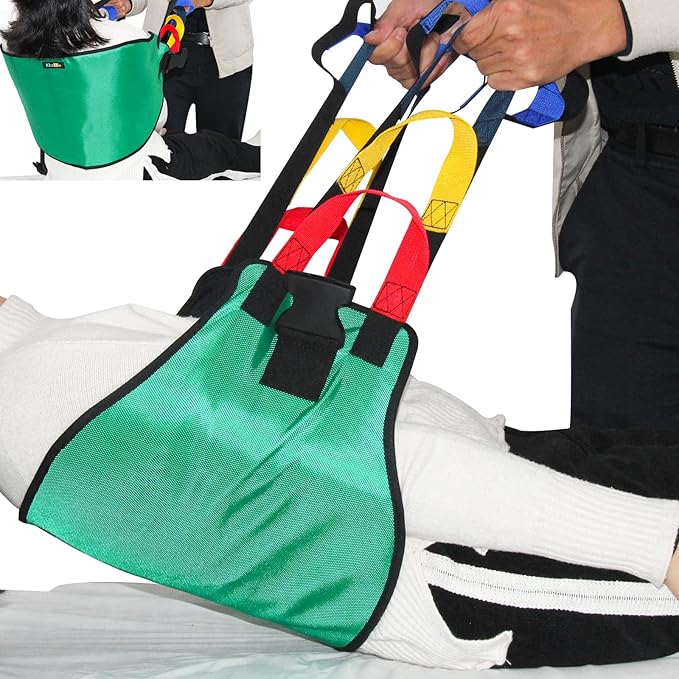 Sling for Seniors, Widened Back Curve Design Transfer Belt for Movement, Transfer Boards for Bedridden Patient, Bed Assist Handle, Back Lift Belt for Patient Care (Green)