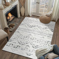 jinchan Boho 3x5 Area Rugs for Entryway - Machine Washable Moroccan Soft Throw Rug Bohemian Diamond Design Non-Slip Carpet for Entrance Living Room Kitchen Bedroom (3‘x5', Charcoal)