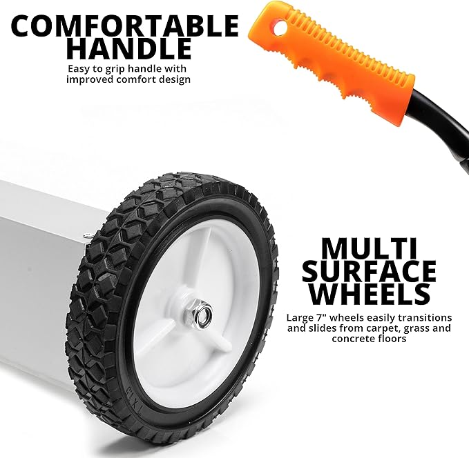 NEIKO 53416A 24” Rolling Magnetic Sweeper with Wheels, 50 Pound Capacity, Adjustable Handle & Floor Magnet Clearance Height, Metal Pick Up and Nail Magnet, Floor Sweeper for Construction, Shop, Etc.