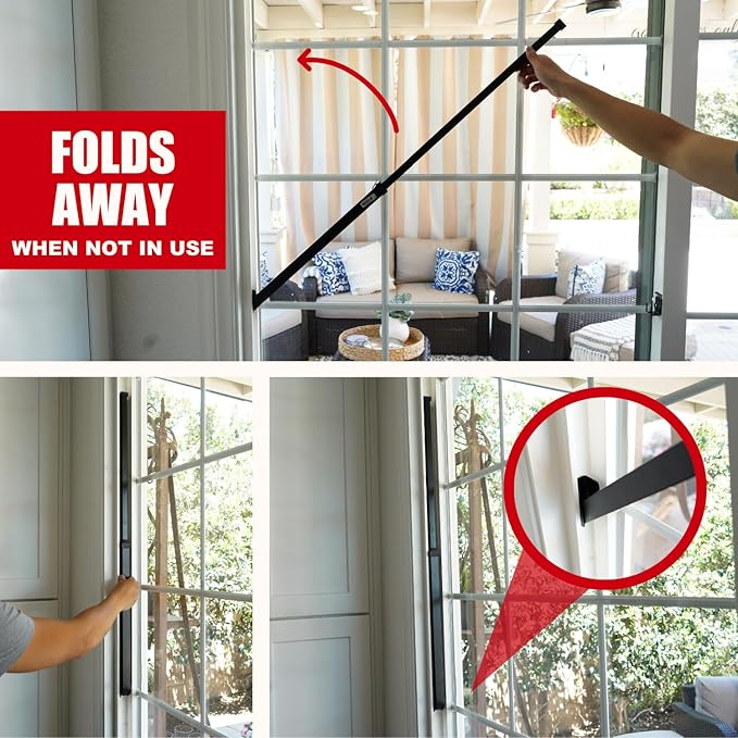 SECURITYMAN Sliding Door Security Bar-Child Proof Sliding Door Lock Bar with Anti Lift Lock - Fits Most Doors & Windows - Adjustable Patio Door Security Bar (18.75"- 51.1") Black