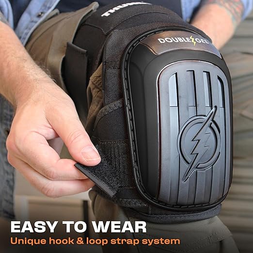Thunderbolt Knee Pads for Men Construction Knee Pads for Work for Men and Women with Double Gel for Gardening Flooring Roofing Heavy Duty with Extra Thick Foam and Strong Adjustable Non-Slip Straps
