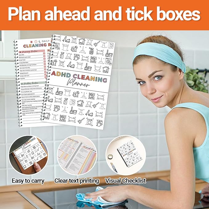 ADHD Cleaning Planner, Editable Cleaning Planner DIY Organizing Planning Notebook for Adults Home Family Daily Tasks Chart