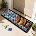 BEHERO Boot Tray Shoe Mat Decorative Patterned, Rubber Shoe Matt Tray Indoor/Outdoor Use, 16" x47.5" Shoe Cleaning Mat Non-Slip, Shoe Storage Waterproof Flower Prints for Entryway, Velvet Bloom