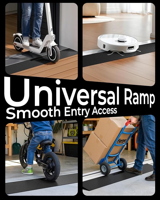 FACHNUO 0.6" Rise Rubber Threshold Ramp for Doorways, 35.4" Wide, 3306 LBS Load Capacity Wheelchair Ramp - Cuttable Non-Slip Rubber Ramp, Secure and Stable for Curbs, Wheelchairs, Walkers and Scooters