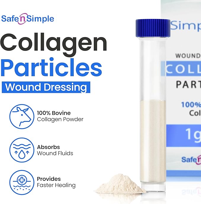 Powdered Collagen Wound Dressing - Box of Powder Vial 1g, 5 Pack - Wound Healing Supplement in Vials - Healing Collagen Dressing for Wounds - Powder Collagen Wound Healing Supplements