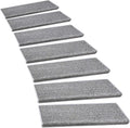 PURE ERA Bullnose Carpet Stair Treads Set Tape Free Non-Slip Indoor Stair Protectors Pet Friendly Rugs Covers Soft Skid Resistant Washable Reusable 9.5" x 30"(7 Pieces,Gray)