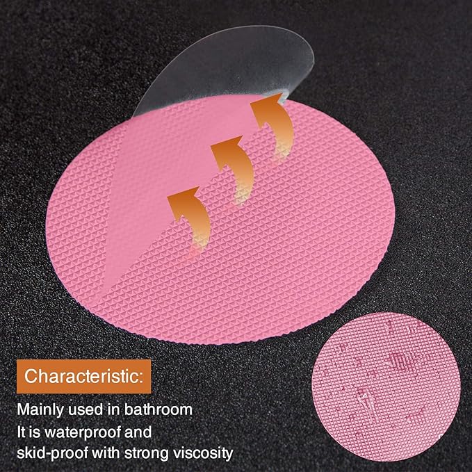 Non-Slip Bathtub Stickers, 24PCS Safety Bathroom Tubs Showers Treads Adhesive Decals Scraper (Pink)
