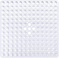 White Square Shower Bathtub Mat Non Slip 21x21 Inch, Soft Bath Mat for Inside Shower Tub, Shower Stall Mats for Bathroom Floor with Big Suction Cups Drain Holes, Easy Washable Dry BPA-Free