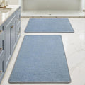 MIULEE Set of 2 Ultra Thin Bathroom Rugs, Rubber Bath Mats for Bathroom Non Slip, Quick Dry Absorbent Bath Rug Machine Washable, Fit Under Door, Shower, Sink, Home Decor, Blue, 24x36 Inch