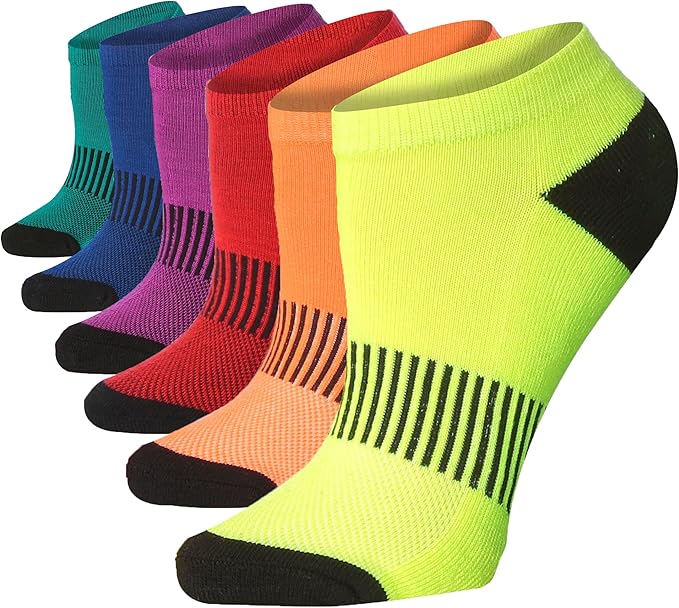 Tipi Toe Women’s 6-Pack Athletic Cushioned Running Ankle Socks – Soft, Breathable Fabric with Arch Support for Comfort