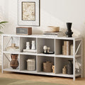 8 Cube Storage Organizer Bookshelf, Industrial Horizontal Bookcase, Accent Cubby Shelf, Media Console Table for Living Room, Home Office, 13.6" D x 63" W x 30.9" H, White