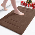Buganda Bathroom Rugs, 24" x 16", Soft and Absorbent Microfiber Bath Rugs, Non-Slip Shaggy Shower Carpet, Machine Wash Dry Bath Mats for Bathroom Floor, Tub and Shower, Brown