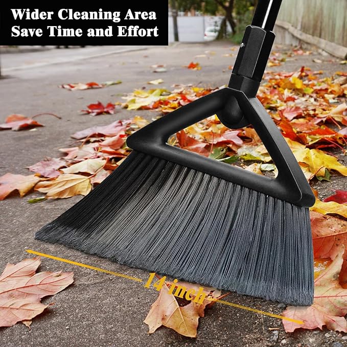 Outdoor Angle Broom Indoor,Upgraded Heavy Duty Commercial Brooms,Black Broom for Sweeping House,Restaurant,Kitchen,Garage,Courtyard