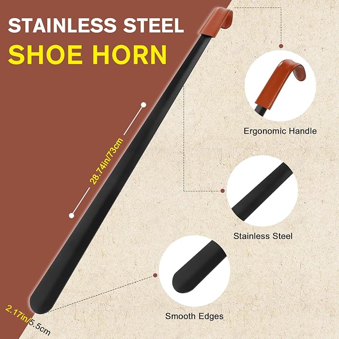 Redriver Metal Shoe Horn Long Handle for Seniors, Long Shoehorn, Shoe Spoon Helpers to Put on Your Shoes for Men Women