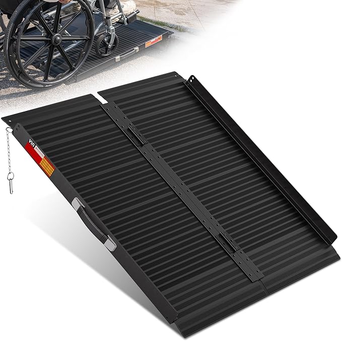 VNN Portable Wheelchair Ramp 3FT, Black Seamless Non-Slip Aluminum Ramps for Wheelchairs for Home, Handicap Wheelchair Ramps for Home Steps, Aluminum Loading Dock Plates