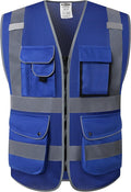 JKSafety 9 Pockets High Visibility Safety Vest for Men and Women, Hi-Vis Reflective Blue Safety Vests with Zipper Front, Meet ANSI/ISEA Standards (159-Blue XXL)