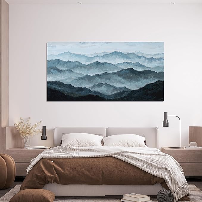 YISXINOAG Landscape Canvas Wall Art Modern Abstract Wall Art Canvas Art Wall Decor Grey Green Mountain Modern Home Artwork on Bedroom, Dining Room Abstract Wall Decor Ready to Hang Size 24"X48"