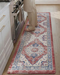 Color&Geometry Kitchen Floor Mats Anti Fatigue, Cushioned Boho Rugs,Waterproof Non Slip Kitchen Runner for Sink, Standing Mats for Office,24"x87",Red