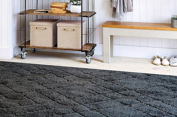 Custom Size Hallway Runner Rug Trellis Grey Color 31 inch Wide Select Your Length Non-Slip (Skid Resistance) Rubber Backing 21 feet x 31 inch (Color Options Available)