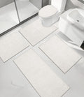chakme Bathroom Rug Sets 5 Piece, Ultra Thin Bath Mat Quick Dry, Absorbent, Non Slip, Machine Washable, White, 17" x 24"