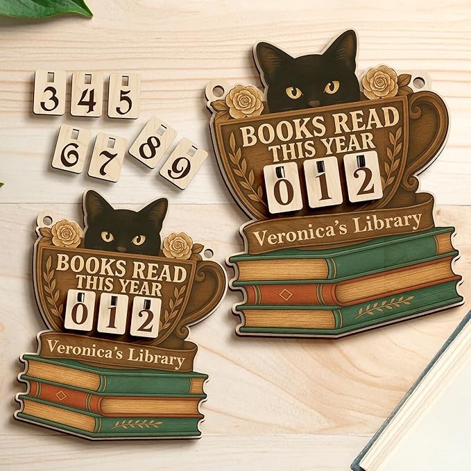 Personalized Books Read This Year Counter with Name, Book tracker for Reading Goal Challenge, Bookish Gifts for Teachers, Writers, and Literary Fans, Bookshelf Accessories, Home Library Décor