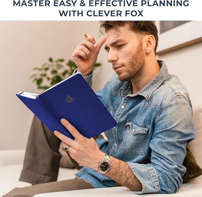 Clever Fox Dated Planner Premium 2026 – Weekly Agenda for Planning & Time Management –Notebook with Habit Tracker & To-do List (Navy Blue)