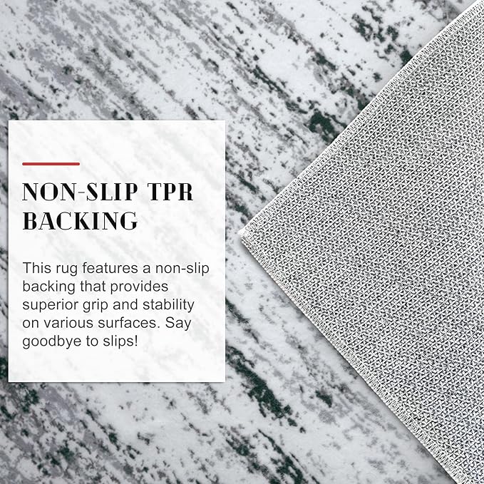 Modern Abstract Hallway Runner Rug, Black Grey White White Washable Kitchen Runner Non-Slip Soft 2x8 Runner Rug Thin Print Faux Wool Carpet for Entryway Bedroom Laundry Room Indoor Home Decor