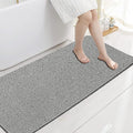 godehone Shower Mats Non Slip Without Suction Cups, PVC Loofah Bathroom Mats, Loofah Mats for Shower and Bathroom, Quick Drying, 17.1× 59 Inch, Grey