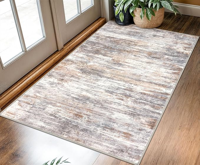 KOZYFLY Abstract Modern 3x5 Ft Area Rug in Multi Grey - Non-Slip and Machine Washable Indoor Rug, Versatile for Entryway, Kitchen, Living Room, Bedroom, Laundry or Nursery Door Mat
