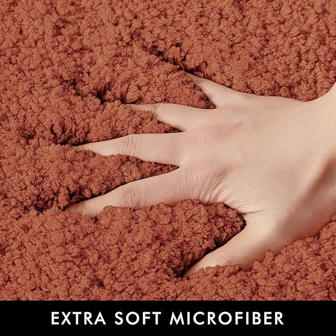 MIULEE Rust Bathroom Runner Rug 24x60 Inches, Long Bath Mat for Bathroom Floor Bathtub Showers, Machine Washable Absorbent Microfiber Carpet with TPR Anti-Slip Back