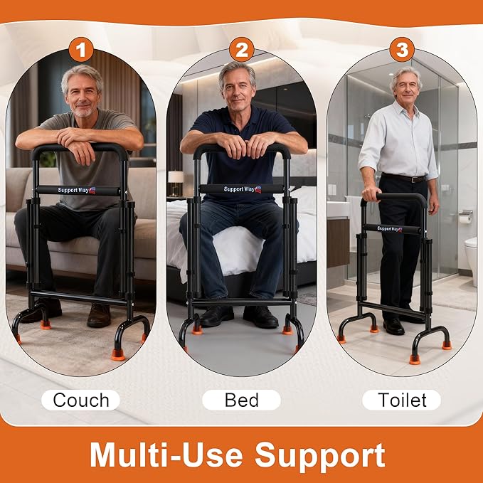 Stand Assist for Chair & Couch – Reinforced Dual-Tube Design, Height Adjustable Mobility Aid for Seniors, Lightweight Metal Frame with 600lb Capacity
