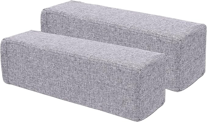2 Pack Couch Arm Rest Pillow, 6''x6''x20'' Linen Cover, High Density Foam Armrest Cushion, Removable & Washable Elbow Support for Sofa, Bed, and Armchair (Grey)