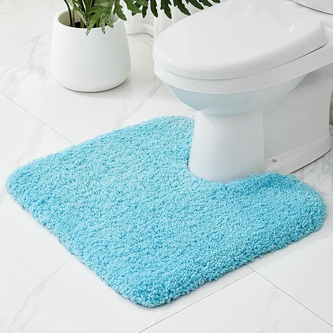 Toilet Rugs U-Shaped Mat 24x22, Contour Bathroom Mat - Ultra Soft & Absorbent Microfiber, Quick-Dry, Machine Washable with High Density Foam Latex Non Slip Backing, Teal
