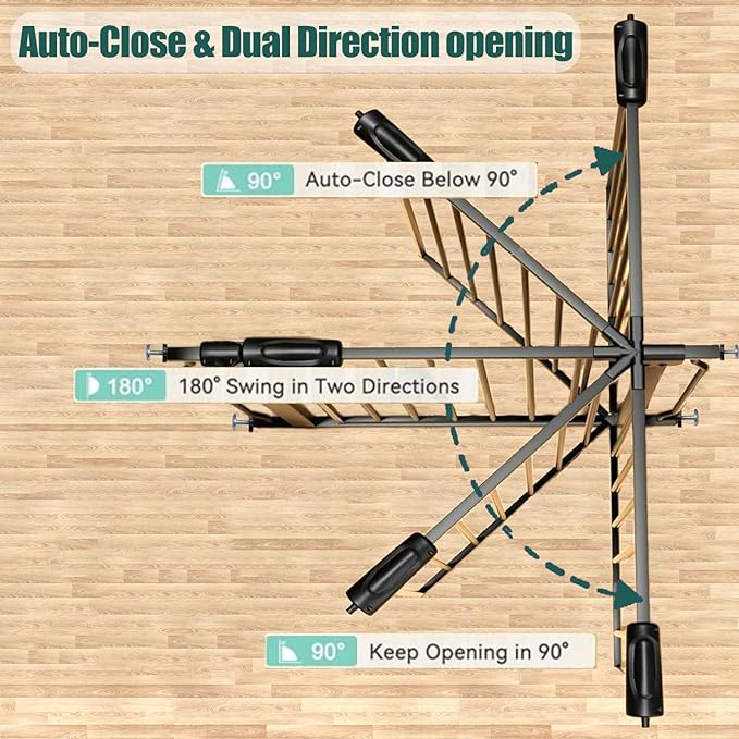 85.8-105 Inch Extra Wide Baby Gate, Pressure Mounted No Drill, Extra Wide Safety Gate for Large Entries, Black Metal with Extension Kit