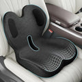 Trucker Seat Cushion, Car Seat Cushions with Lumbar Support Pillow, Ergonomic L-Shaped One Piece Memory Foam Pad for Long Driving Back Pain Sciatica Relief, Drivers Office Workers (Black+ Gray)