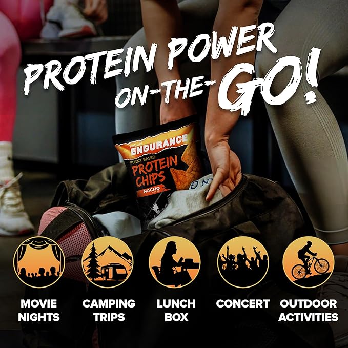 Natural Endurance Protein Chips - Low Carb Chips, High Protein Snack, Vegan Protein with Avocado Oil, 14g Protein Per Bag, Gluten Free, Nacho, BBQ, Chili, Birthday Cake, Original - Variety Pack, 1.38 oz Bags (Pack of 12)