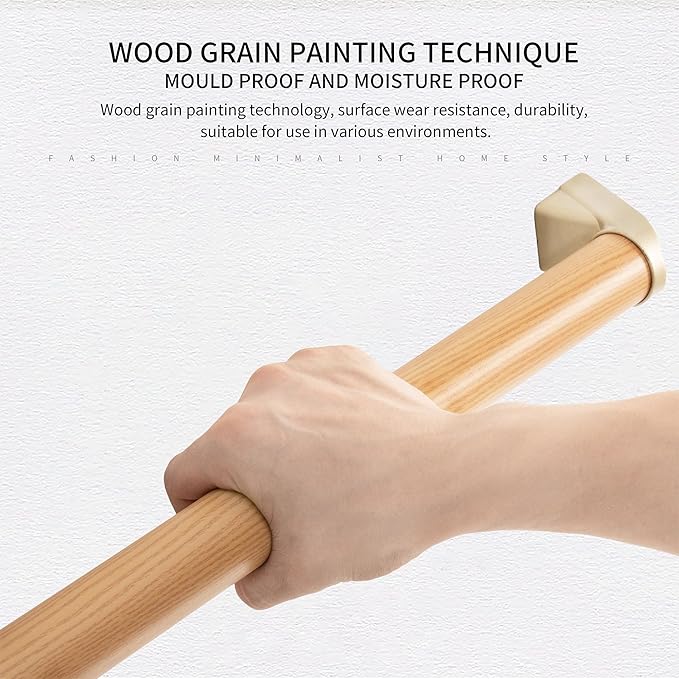 2 FT Modern Aluminum Handrail Set - ADA Compliant Indoor & Outdoor Stair Railing. 1.4" Diameter Grab Bar. Wall-Mounted with 90°Wall Return End. Ideal for Safe Grip，Rust Free(Cherry Wood Grain, 2 FT)