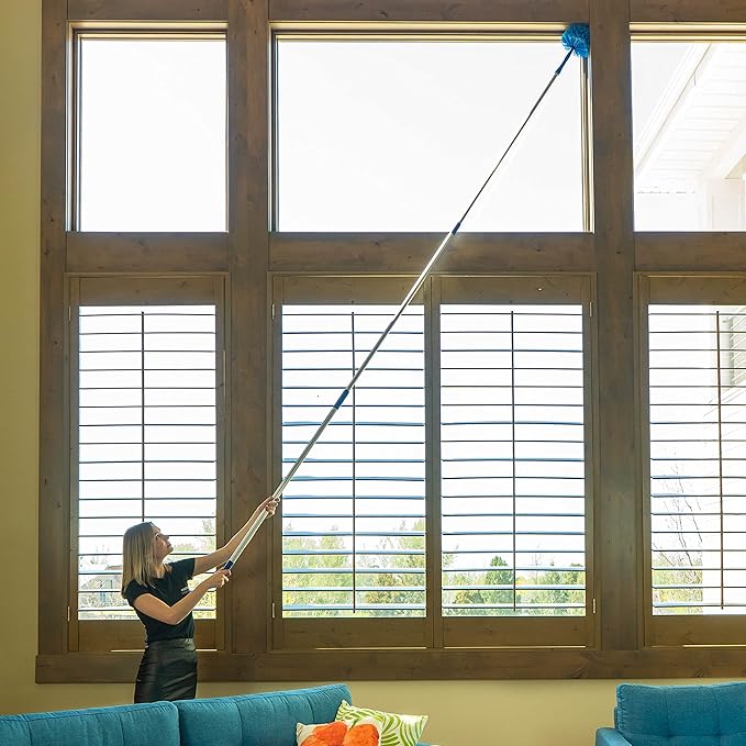 Cobweb Duster, Extendable Reach 20 feet + Spider Web Brush with Pole