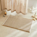Waffle Bath Mat, Boho Bathroom Rugs Non Slip Washable Super Absorbent Quick Dry Bath Mat Farmhouse Bathroom Decor, 36"x24" Khaki and White