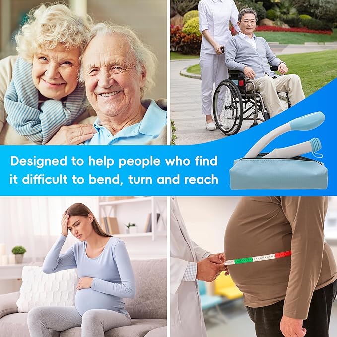 Foldable Toilet Aid, 15.6“ Long Comfort Wipe Wand Bottom Buddy Toilet Self Tissue Aids for Toileting, Self Help Wipe Butt for Overweight Limited Mobility,Elderly, Pregnancy（2pcs）