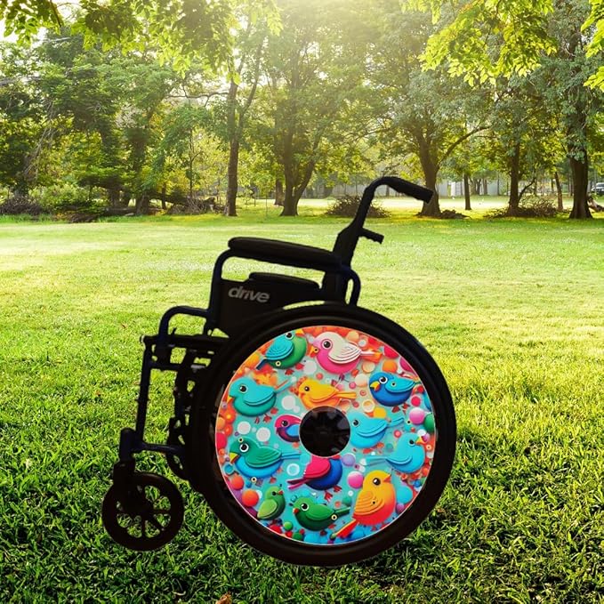 Designer Cover for Wheelchair Wheels, Enhances Aesthetics, Easy Install/Remove, Lightweight, New Matt Finish (Flutter and Fly)
