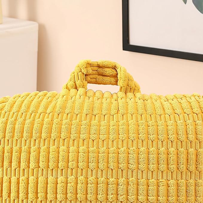 Reading Pillow for Sitting in Bed, Large Backrest Reading Pillow with Arm Rest,Back-Rest Support Cushion for Sit Up on Couch, Sofa, and Floor, Dorm Essentials (Yellow Corduroy, Large(19"))