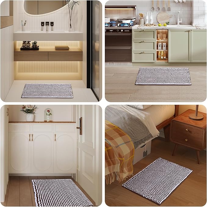 Ultra-Soft Bathroom Rug Set, 2-Piece – Absorbent, Non-Slip, Machine Washable Bath Mats for Bathroom, Shower, Sink, Kitchen （20" x 32" + 17" x 24"）
