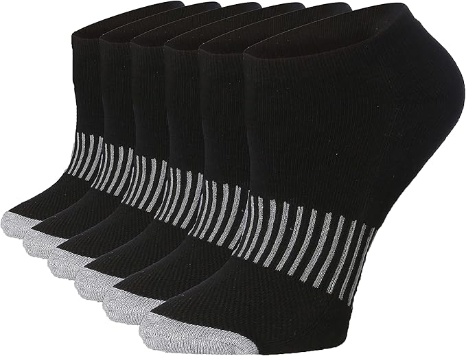 Tipi Toe Women’s 6-Pack Athletic Cushioned Running Ankle Socks – Soft, Breathable Fabric with Arch Support for Comfort