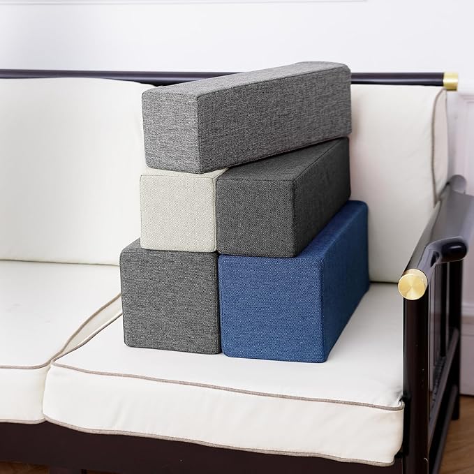 2 Pack Couch Arm Rest Pillow, 6''x6''x20'' Linen Cover, High Density Foam Armrest Cushion, Removable & Washable Elbow Support for Sofa, Bed, and Armchair (Dark Grey)