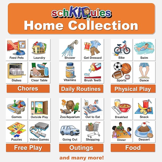 Kids Visual Schedule Magnets and Headings: SchKIDules 93Pc Home Collection for Daily Routines, Chores, Executive Functioning, Behavioral Supports, Communication-Good for Toddlers, ADHD, Autism