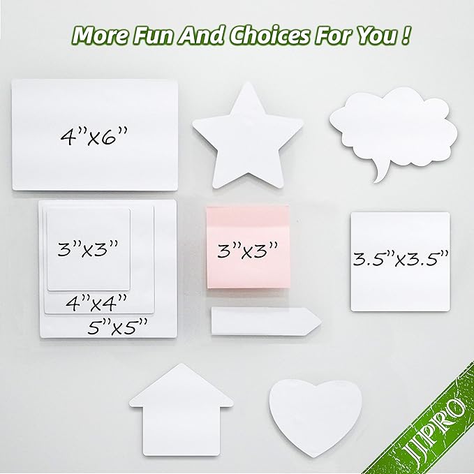 Dry Erase Sticky Notes. Reusable Whiteboard Stickers 4"x4" - 24 Pack. Suitable for All Smooth Surface. Great for Labels, Lists, Reminders and Decals. Washable, Removable